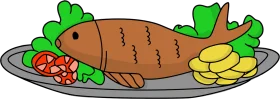 Delightful Seafood Dish Clipart Illustration with Decorative Presentation