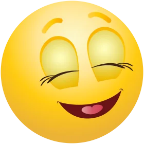 Cheerful Closed-Eyes Smiley Face Yellow Emoji Clipart Design Element
