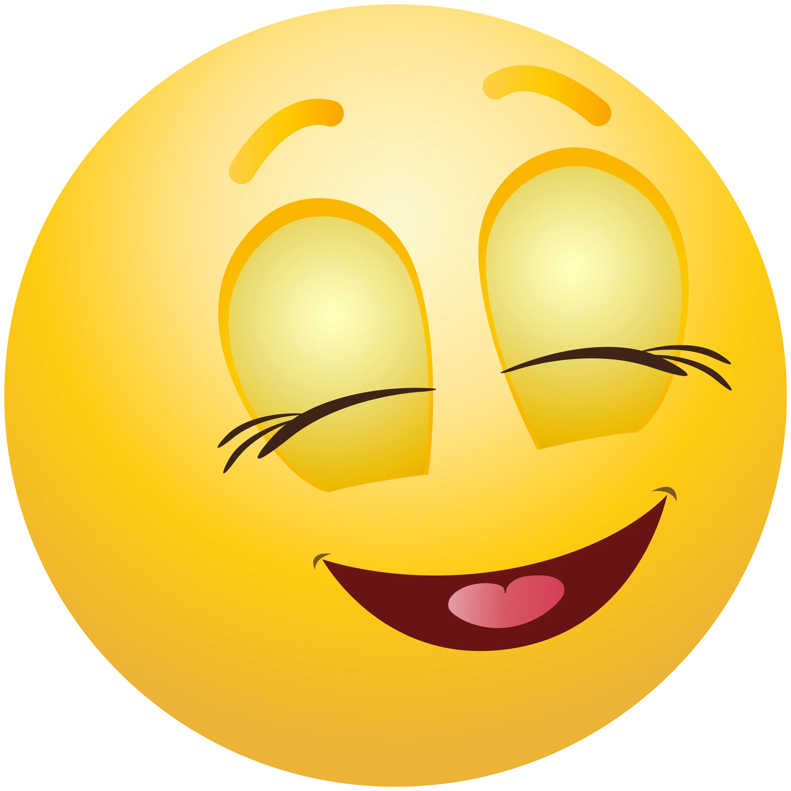 Cheerful Closed-Eyes Smiley Face Yellow Emoji Clipart Design Element