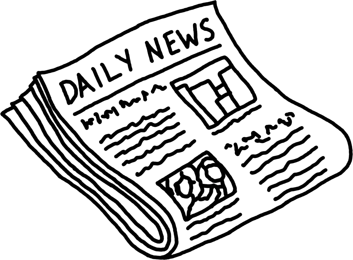 Classic Black and White Daily News Newspaper Clipart Illustration