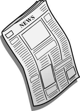 Classic Black and White Newspaper Clipart Illustration with Folded Layout Design