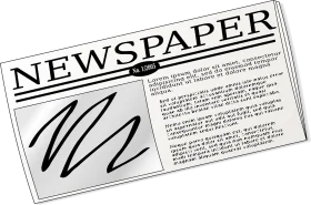 Classic Black and White Newspaper Layout Clipart with Abstract Design Element
