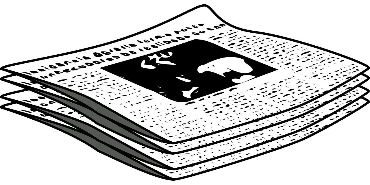 Classic Black and White Stacked Newspaper Clipart Illustration Design
