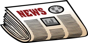 Classic Folded Newspaper Clipart Illustration with Bold Red NEWS Header