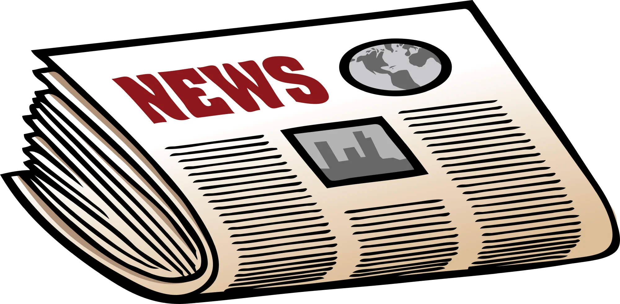 Classic Folded Newspaper Clipart Illustration with Bold Red NEWS Header