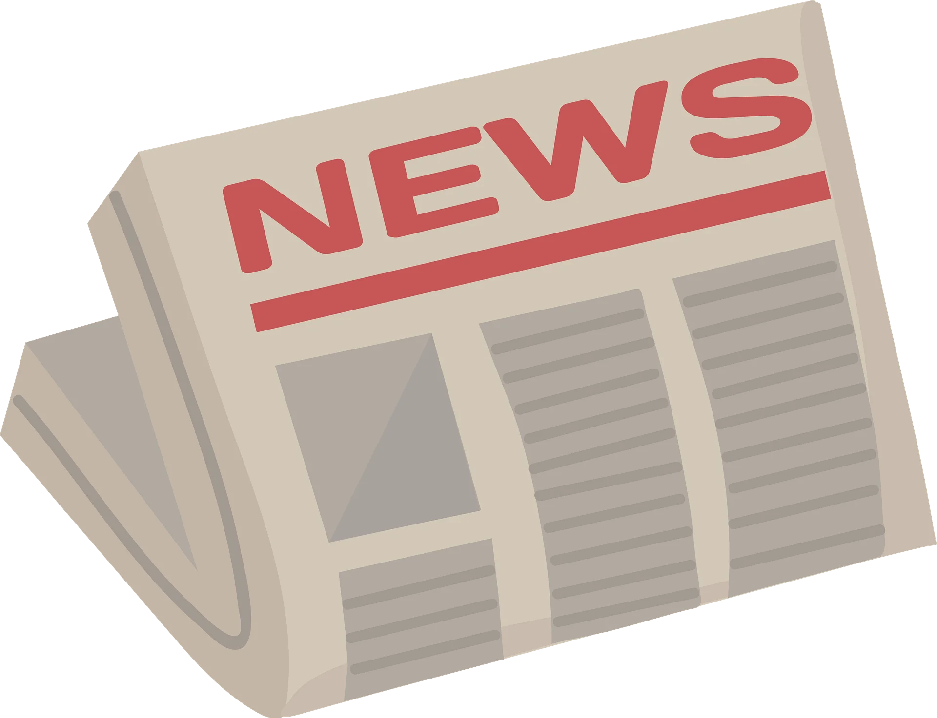 Classic Newspaper Graphic Design Clipart with Red Masthead and Folded Layout
