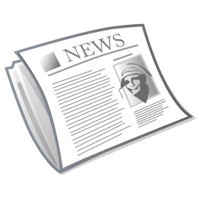 Grayscale Newspaper Clipart Depicting Traditional Print Media Layout