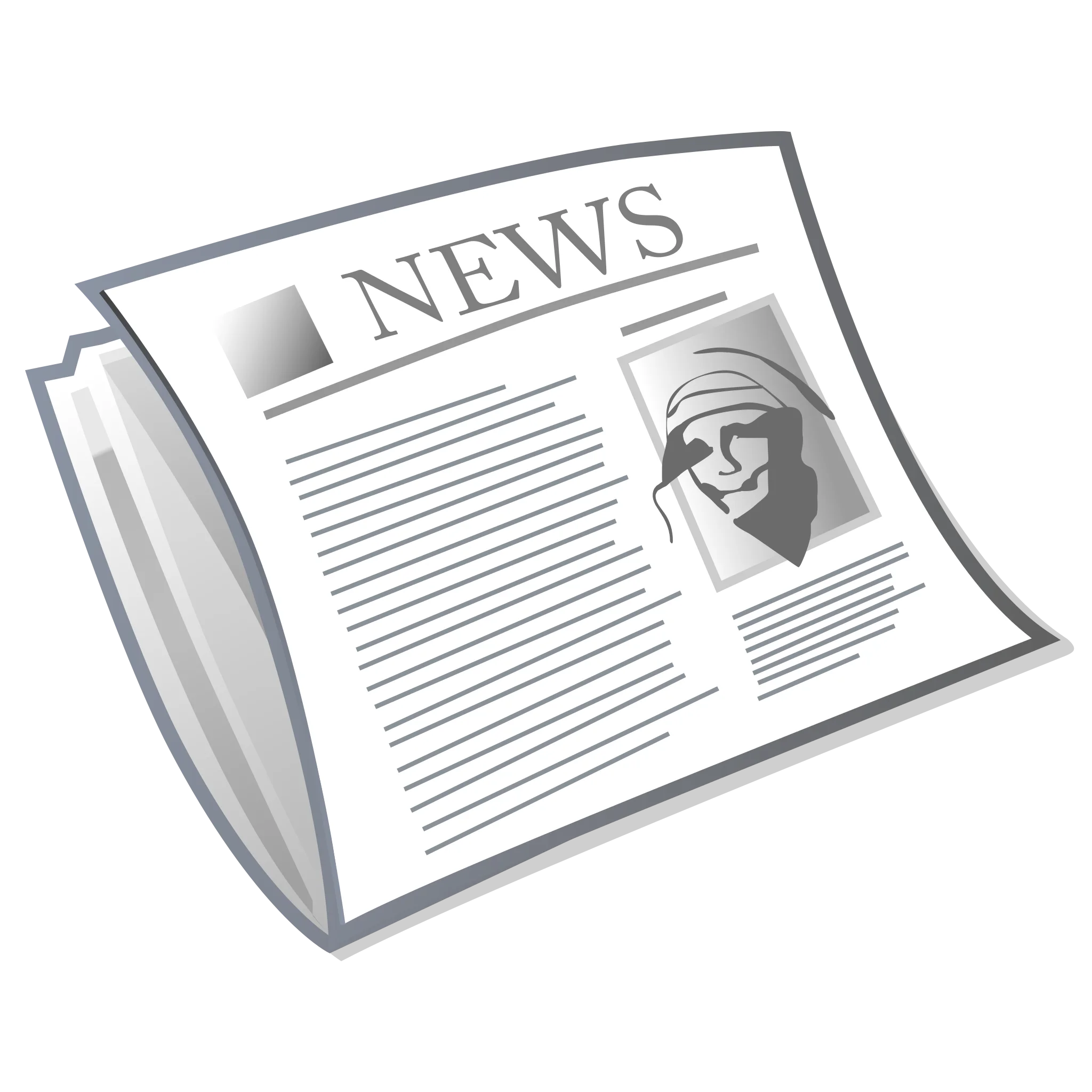 Grayscale Newspaper Clipart Depicting Traditional Print Media Layout