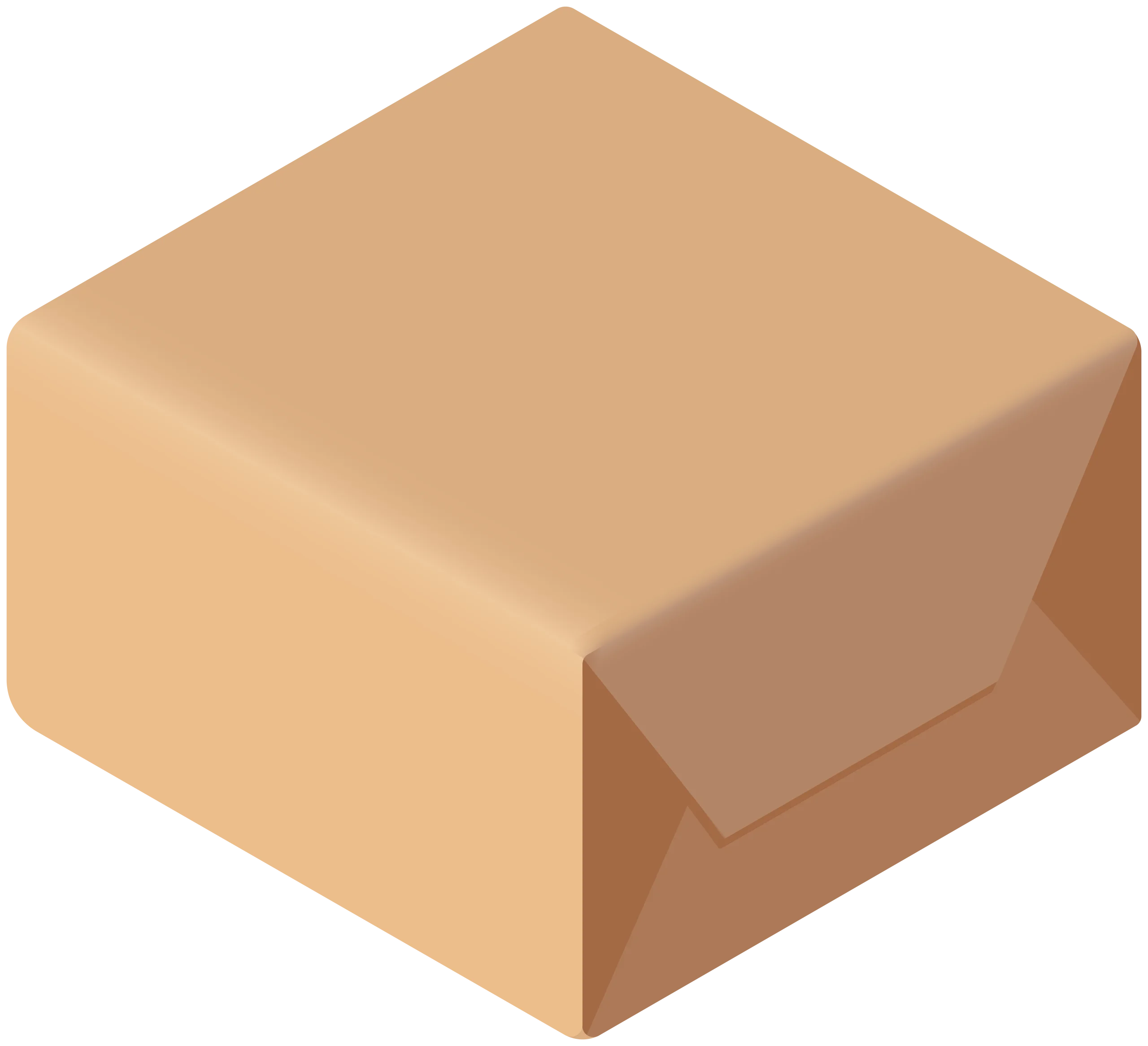 Minimalist Isometric Brown Cardboard Box Clipart Design in Soft Earthy Tones