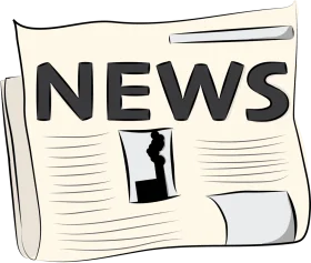 Monochrome News Newspaper Clipart Illustration with Folded Pages and Headline