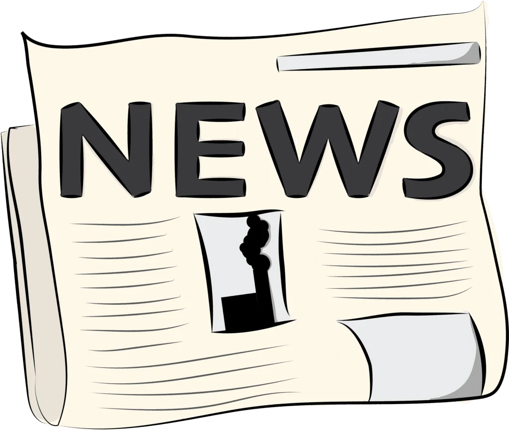 Monochrome News Newspaper Clipart Illustration with Folded Pages and Headline
