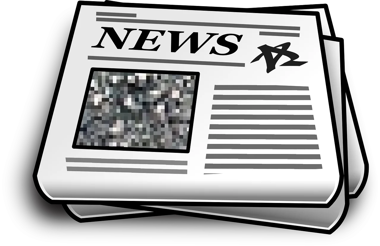 Monochrome Newspaper Stack Clipart Depicting Classic Print Media Design