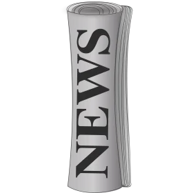Monochrome Rolled Newspaper Clipart Depicting Classic News Media Design