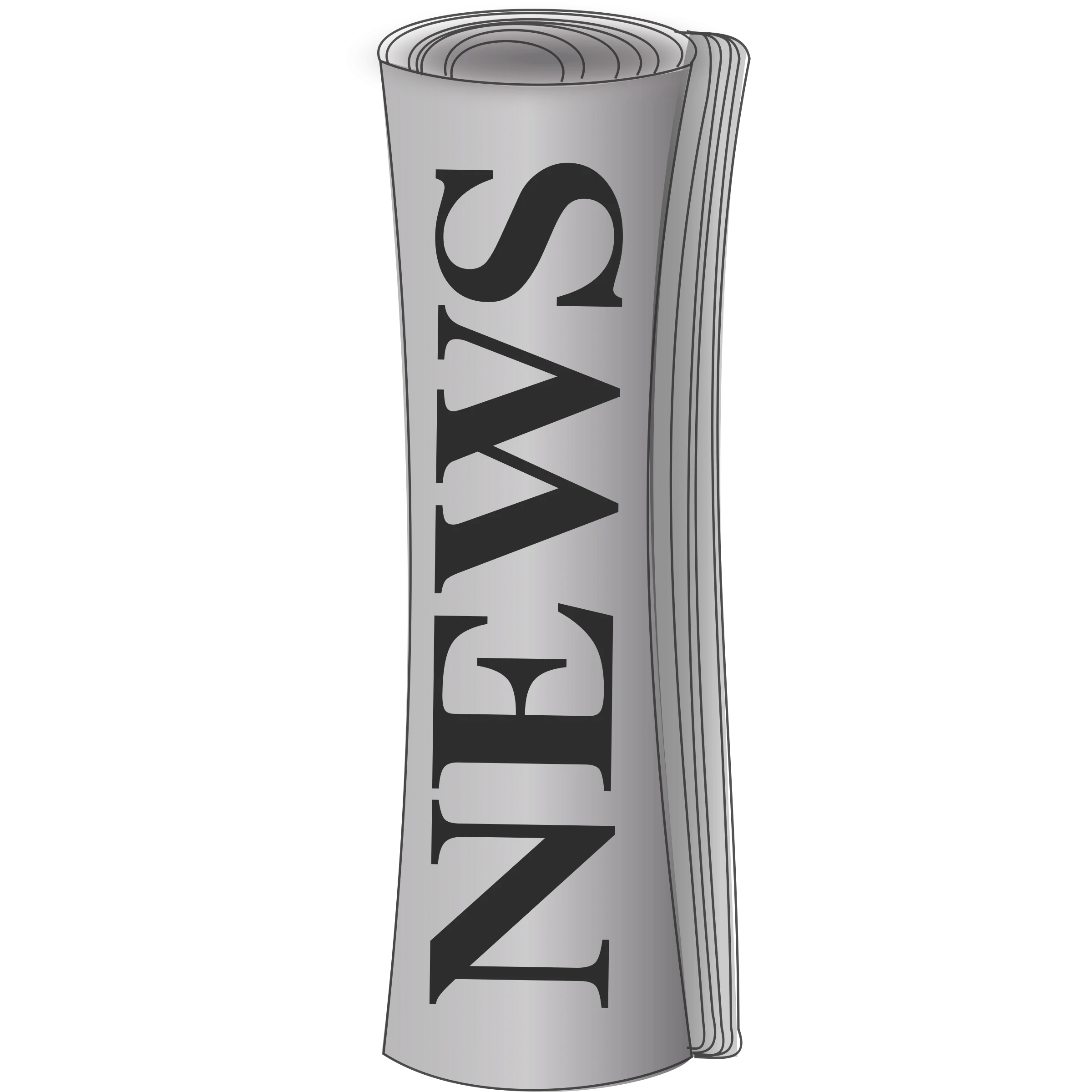 Monochrome Rolled Newspaper Clipart Depicting Classic News Media Design
