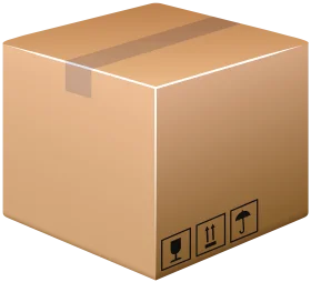 Realistic Cardboard Shipping Box Clipart with Handling Symbols