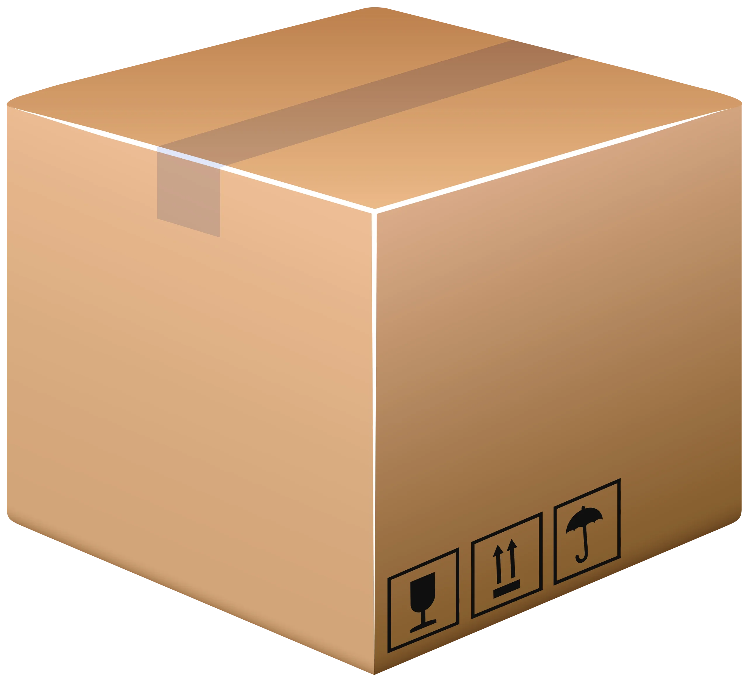 Realistic Cardboard Shipping Box Clipart with Handling Symbols