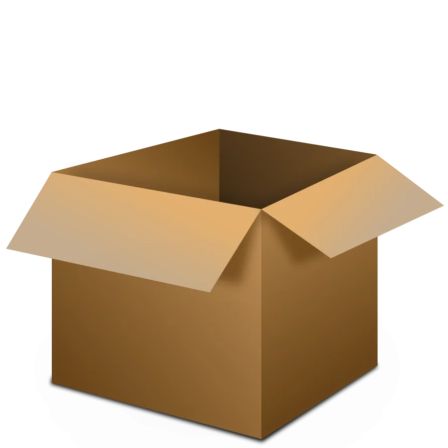 Simple Cardboard Moving Box Clipart Illustration with Open Flaps