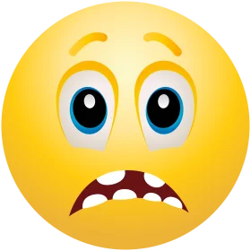 Startled Yellow Emoji Clipart: Shocked Expression with Wide Eyes and Open Mouth
