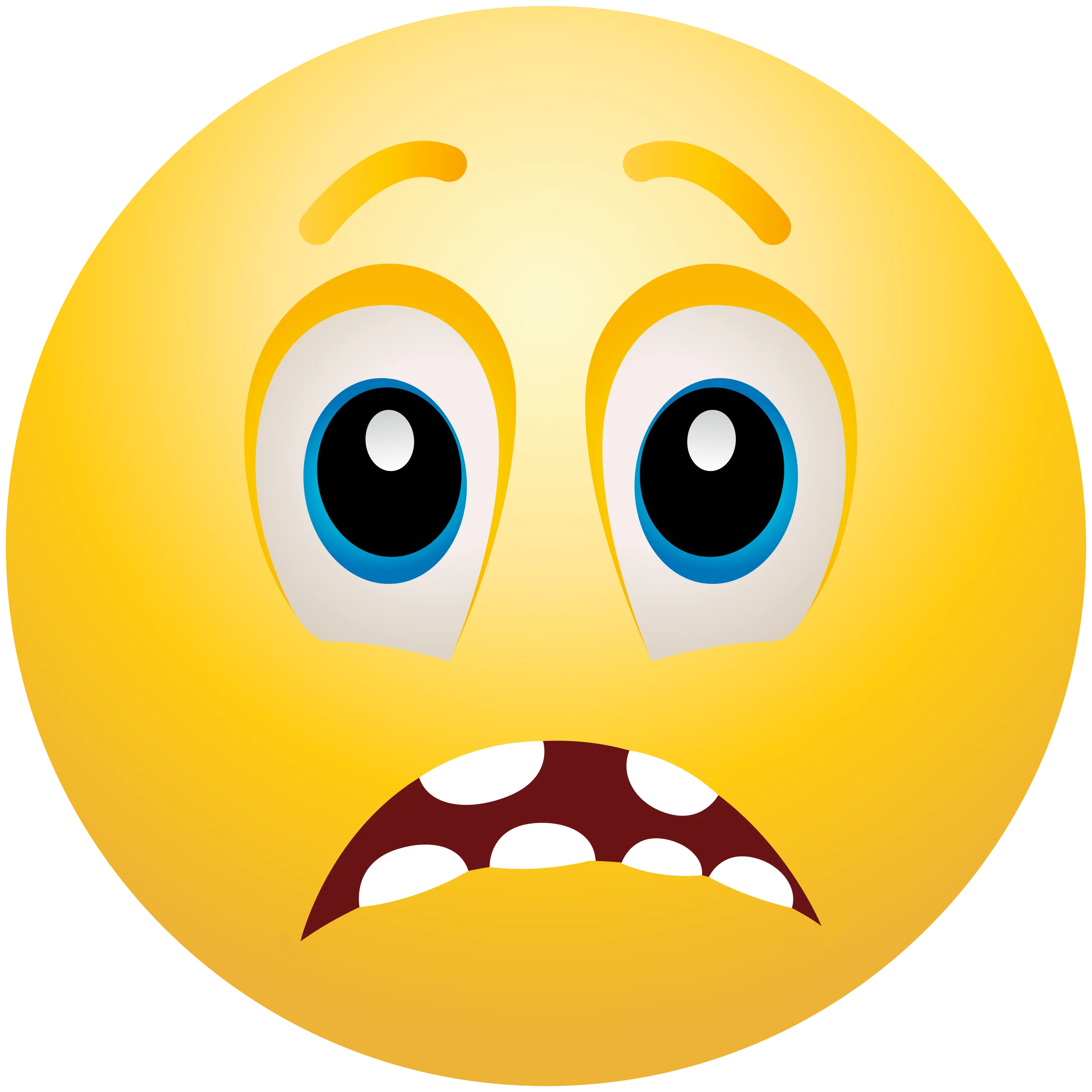 Startled Yellow Emoji Clipart: Shocked Expression with Wide Eyes and Open Mouth