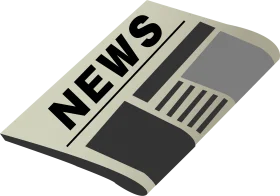 Stylized Monochrome Newspaper Clipart with Bold Typography and Geometric Design