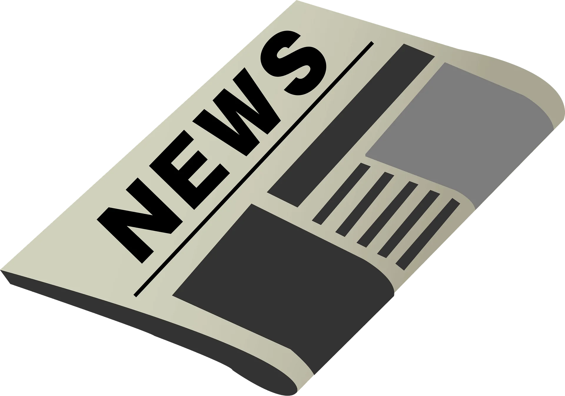 Stylized Monochrome Newspaper Clipart with Bold Typography and Geometric Design