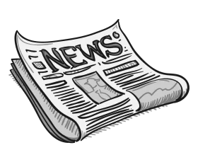Vintage Black and White Newspaper Clipart Illustration with Folded Pages