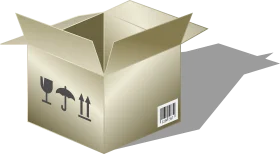 Cardboard Shipping Box Clipart with Handling Symbols and Barcode