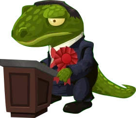 Distinguished Lizard Orator in Professional Suit Clipart with Charming Red Accent