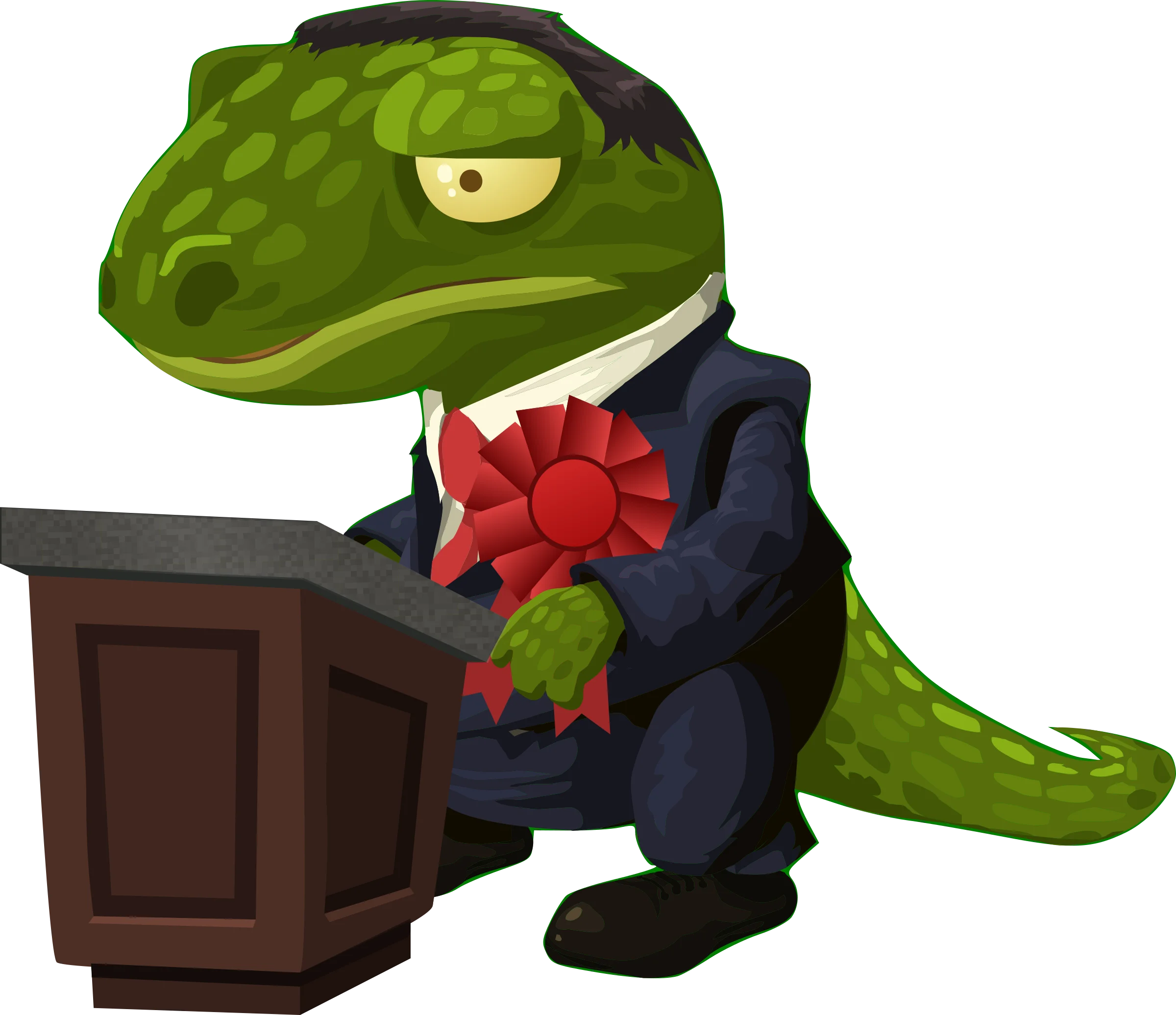 Distinguished Lizard Orator in Professional Suit Clipart with Charming Red Accent