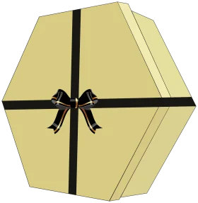 Elegant Hexagonal Gift Box Clipart with Black Ribbon and Bow Illustration
