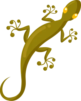 Elegant Olive Green Gecko Lizard Silhouette Stylized Botanical Clipart Illustration