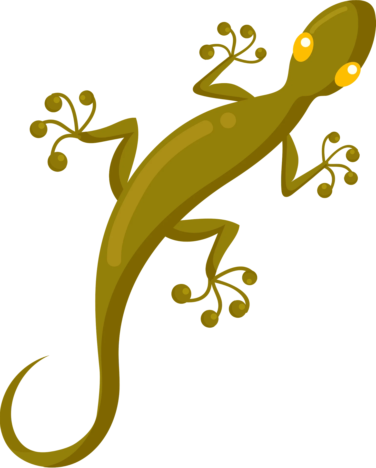 Elegant Olive Green Gecko Lizard Silhouette Stylized Botanical Clipart Illustration