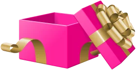 Festive Hot Pink Gift Box with Golden Bow Clipart Design