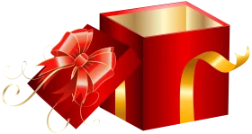 Festive Red Gift Box Clipart with Elegant Ribbon and Golden Accents