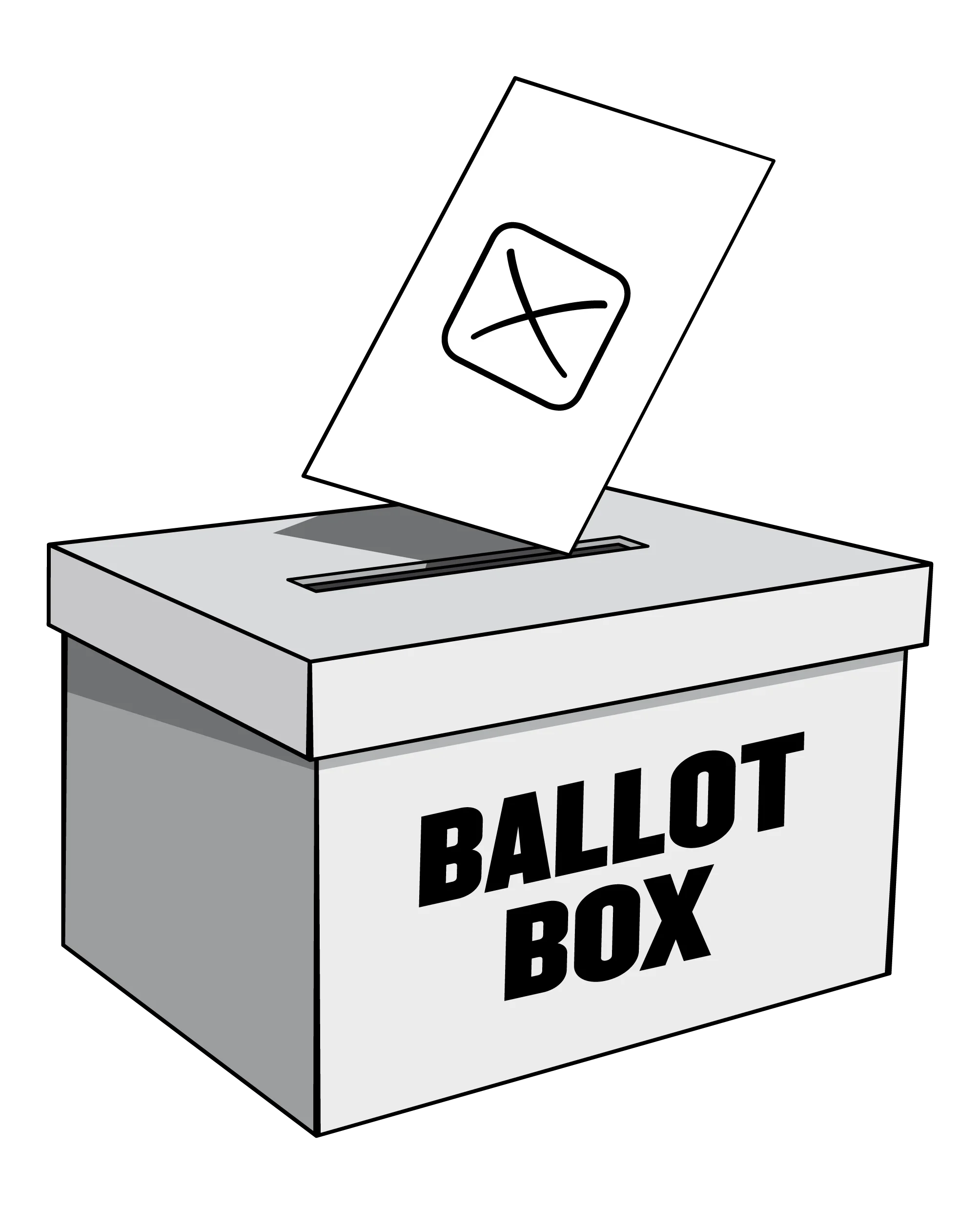 Grayscale Ballot Box Clipart Illustration Depicting Democratic Election Process