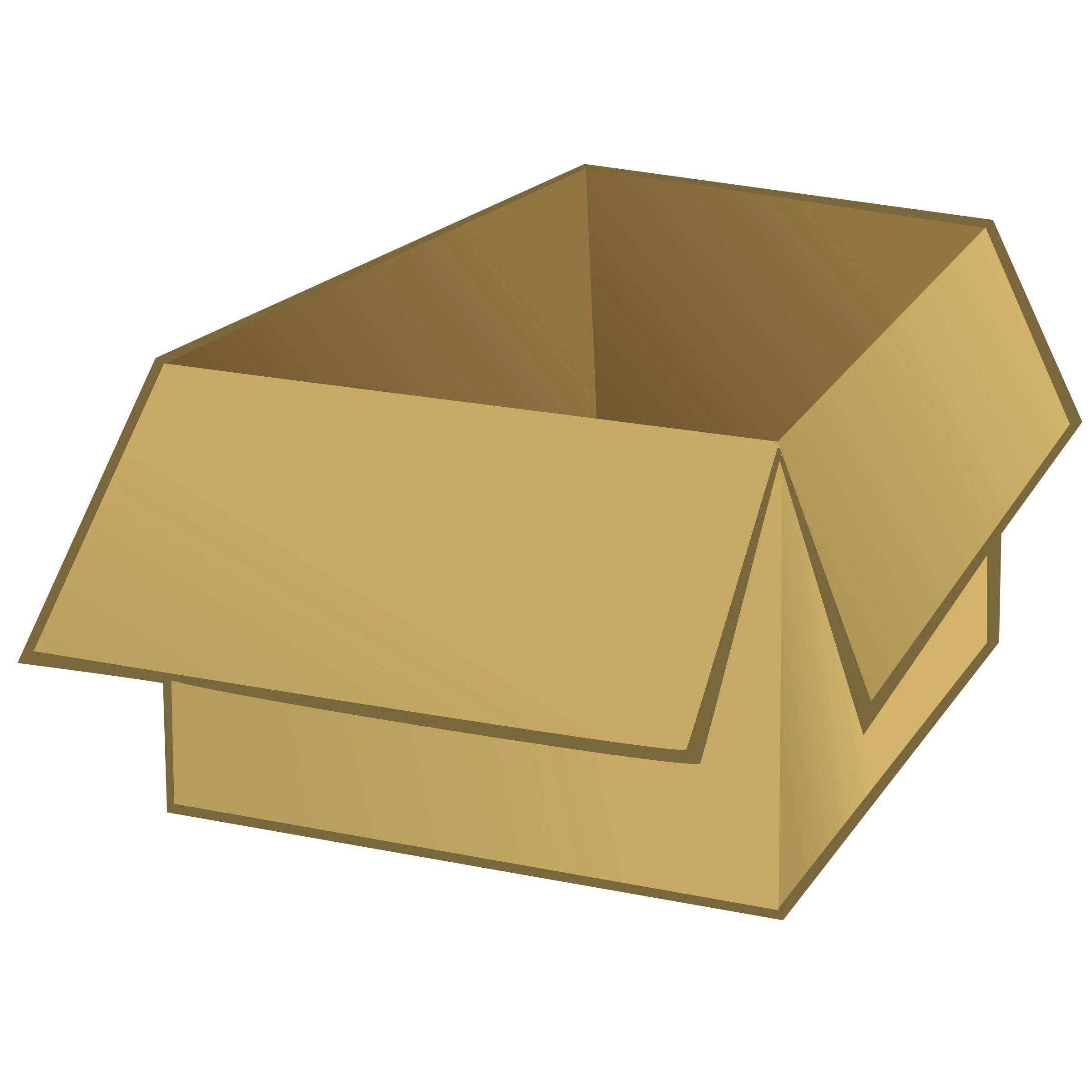 Open Cardboard Shipping Box Clipart Illustration in Muted Tan Color