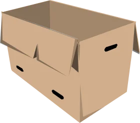 Plain Cardboard Moving Storage Box Clipart Design with Cutout Handles