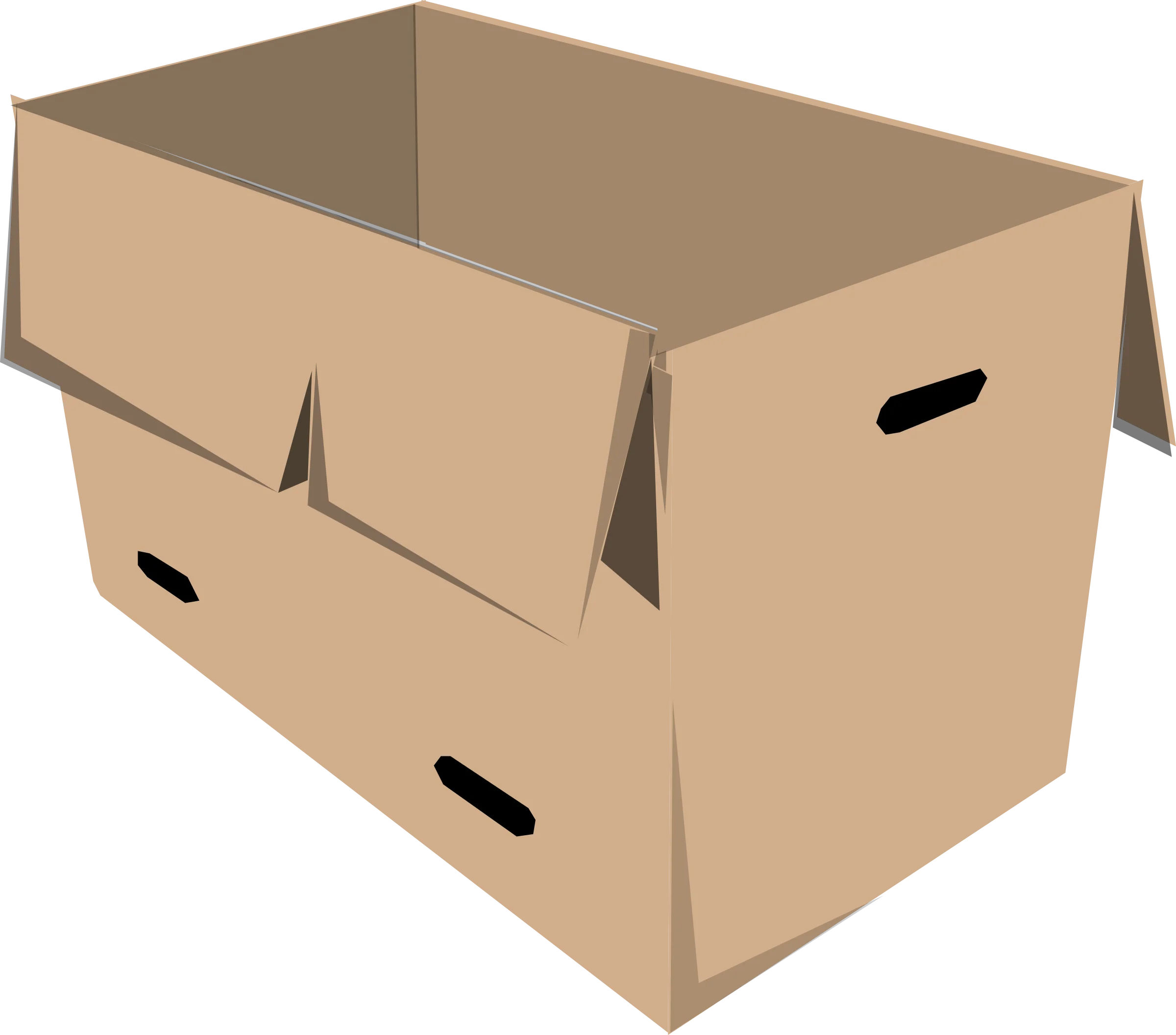 Plain Cardboard Moving Storage Box Clipart Design with Cutout Handles