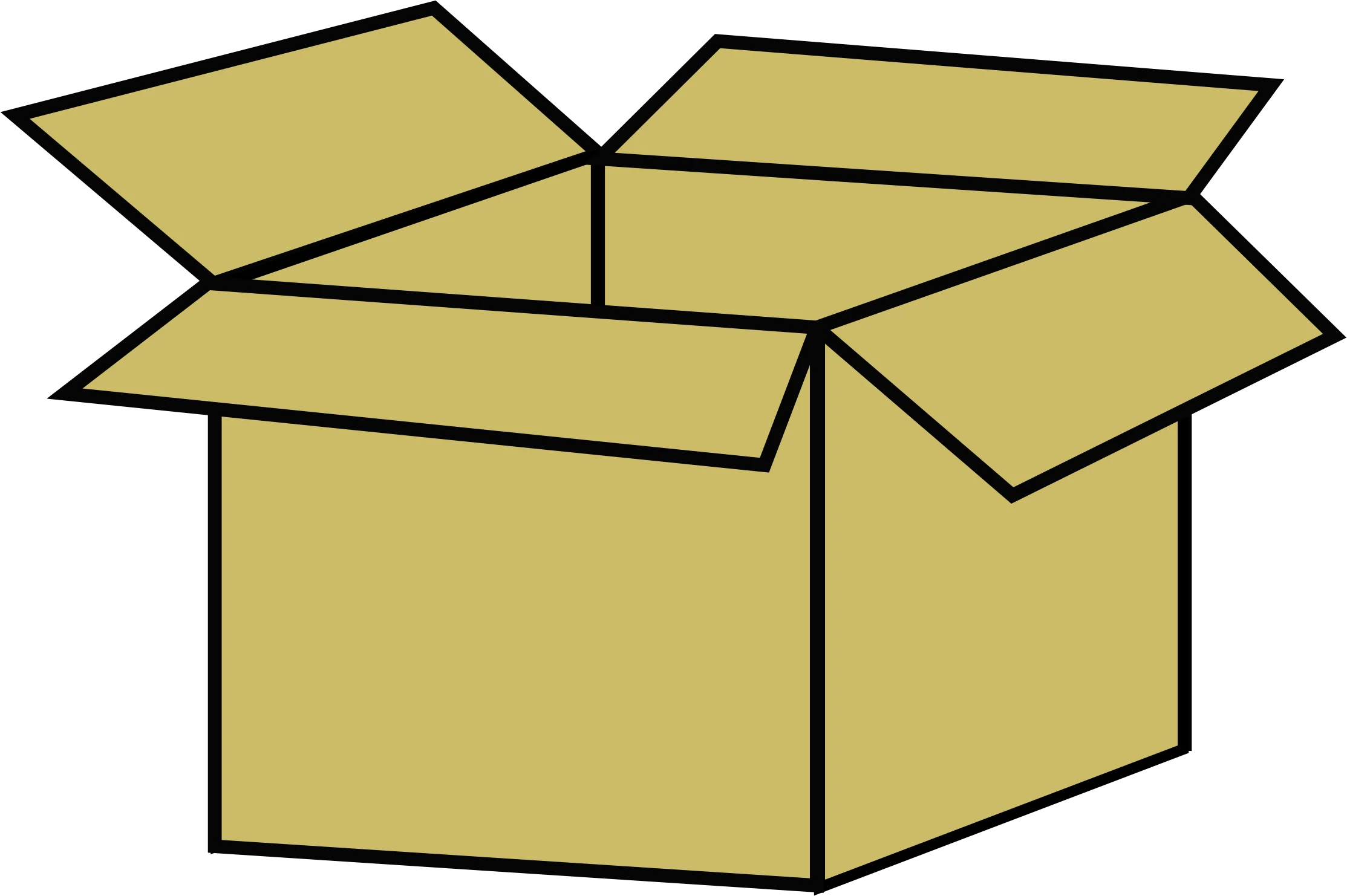 Simple Cardboard Shipping Box Clipart Illustration with Open Flaps