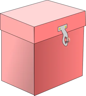 Soft Coral Pink Storage Box Clipart with Metal Clasp Illustration