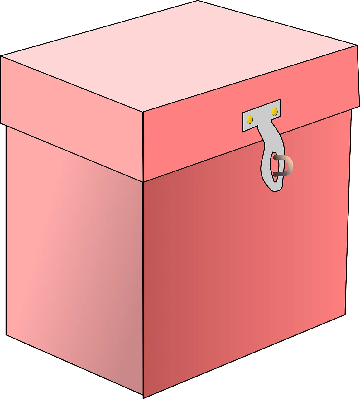Soft Coral Pink Storage Box Clipart with Metal Clasp Illustration