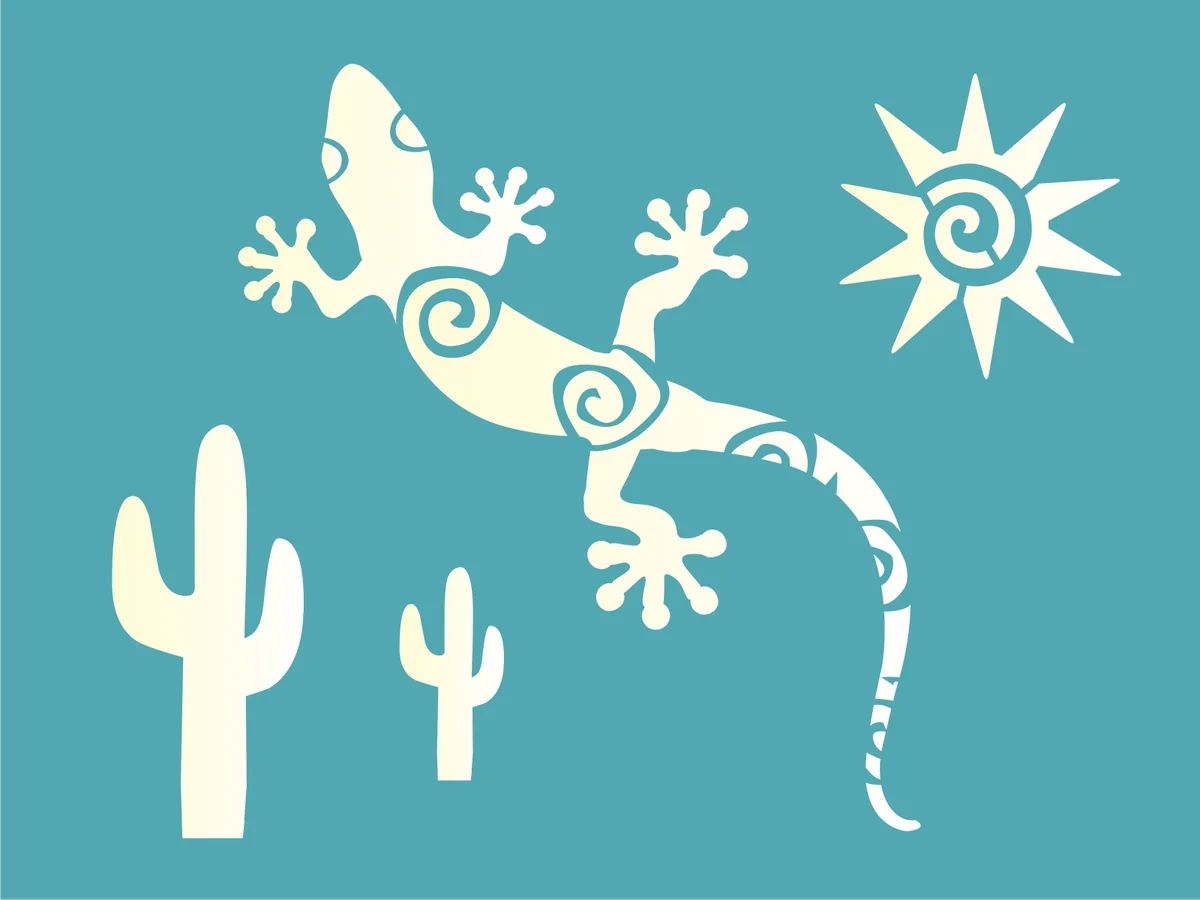 Southwestern Desert Gecko Silhouette Stylized Minimalist Clipart Design