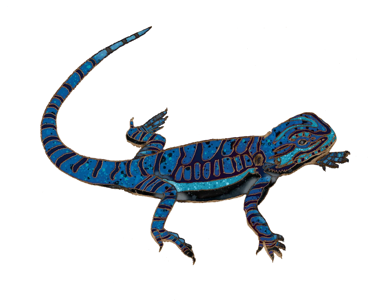 Striking Blue Lizard Clipart: A Detailed Artistic Rendering of Reptilian Beauty