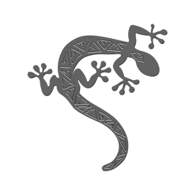 Stylized Gecko Silhouette with Intricate Geometric Patterns Tribal Clipart Design