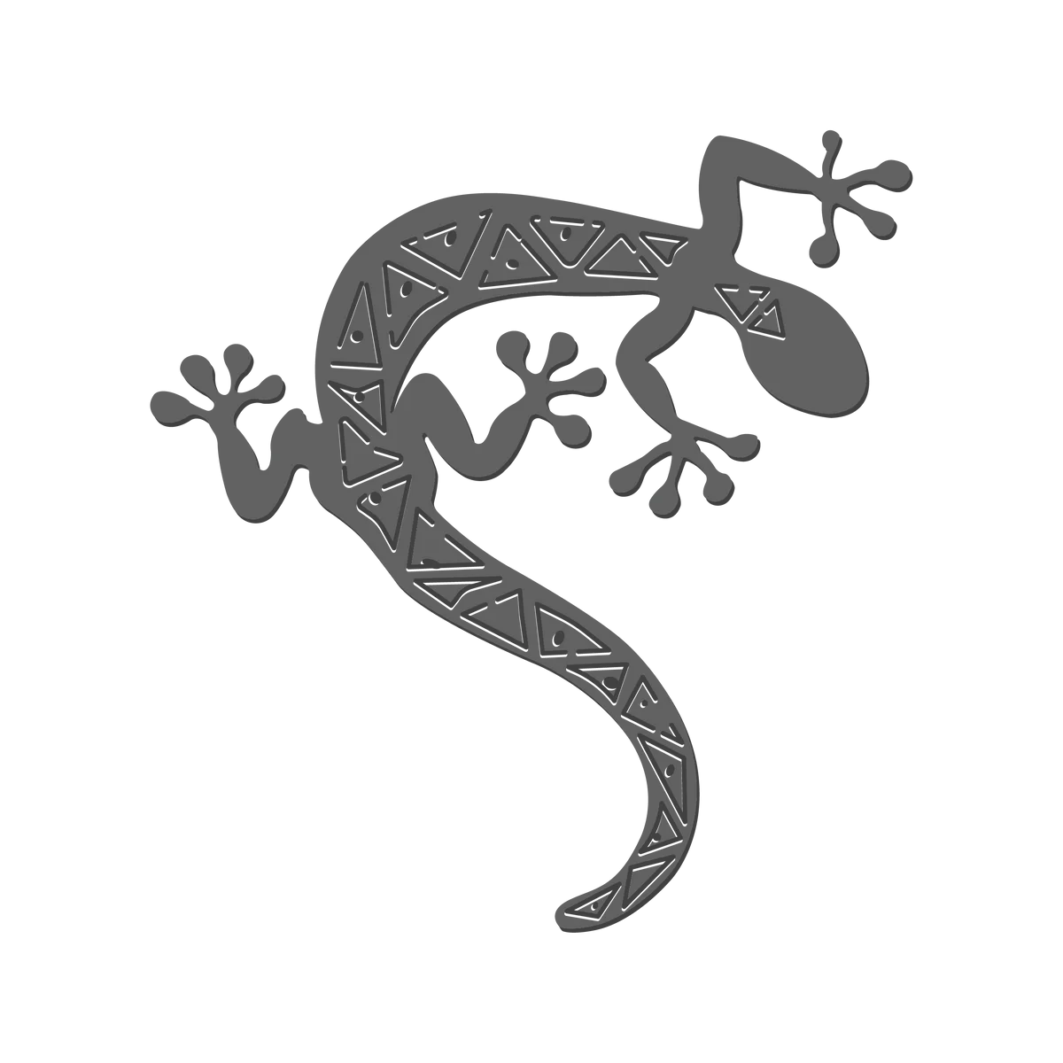 Stylized Gecko Silhouette with Intricate Geometric Patterns Tribal Clipart Design