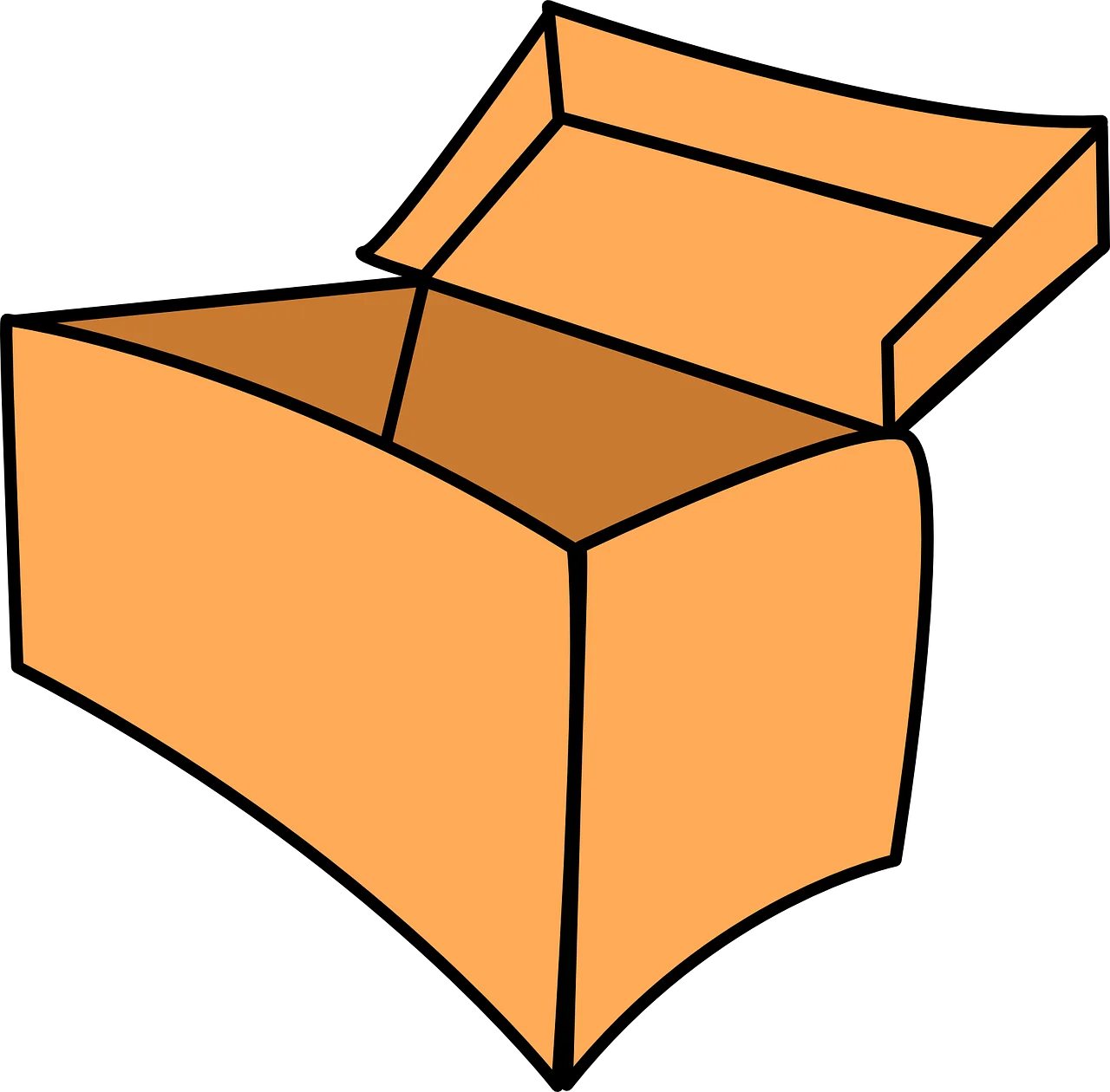Stylized Orange Cardboard Shipping Box Clipart Illustration Design