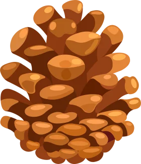 Warm Golden Brown Pine Cone Clipart with Soft Textured Scales