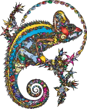 Whimsical Botanical Chameleon Clipart: A Kaleidoscope of Nature's Intricate Design