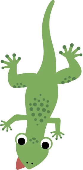 Whimsical Green Gecko Clipart with Charming Cartoon Style and Playful Design