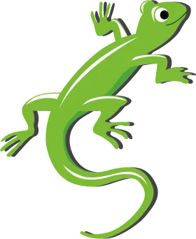 Whimsical Green Gecko Lizard Clipart Silhouette with Stylized Design